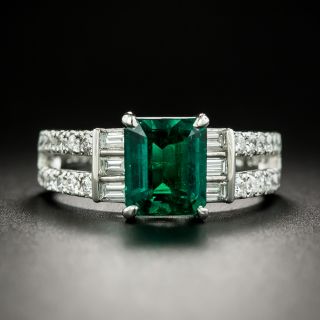 Estate 1.82 Carat Colombian Emerald and Diamond Ring - GIA (F1) - 2