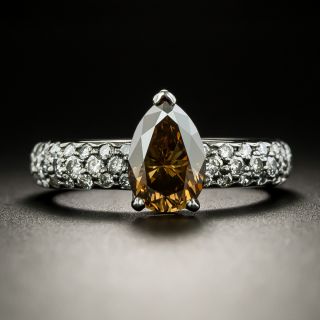 Estate 1.92 Carat Pear-Shaped Fancy Dark Brown Diamond Ring - GIA - 3