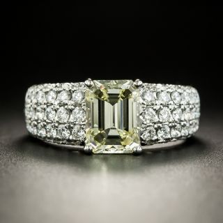 Estate 1.97 Carat Emerald-Cut Diamond Pave Ring - GIA - 2