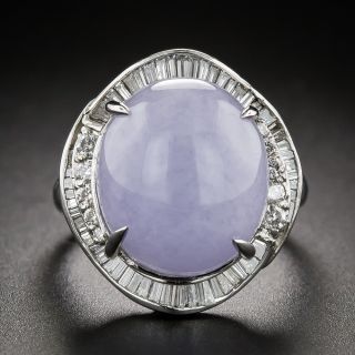Estate 12.85 Carat Natural Lavender Jade and Diamond Ring - 3