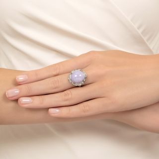 Estate 12.85 Carat Natural Lavender Jade and Diamond Ring