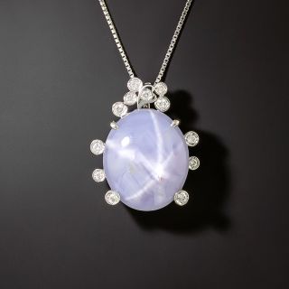 Estate 16.95 Carat Star Sapphire and Diamond Drop Necklace  - 2