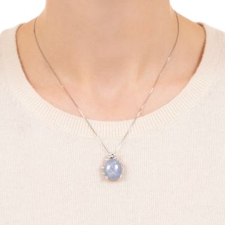 Estate 16.95 Carat Star Sapphire and Diamond Drop Necklace 
