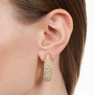 Estate 18K 5.00 Carats Diamond Hoop Earrings 