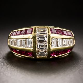 Estate 18K Diamond and Ruby Ring
