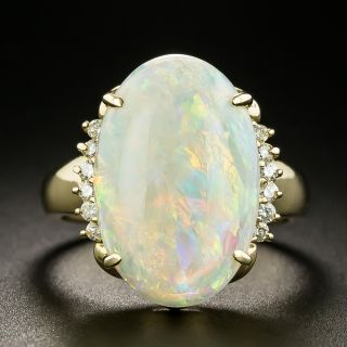 Estate 18K Opal Diamond Ring - 3