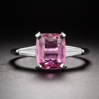 Estate 2.11 Carat Pink Sapphire and Baguette Diamond Ring - GIA - 3