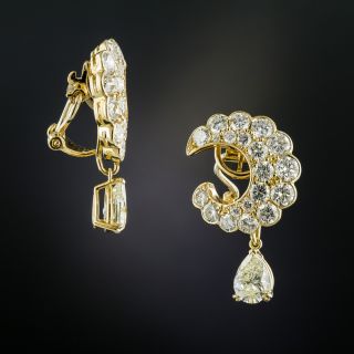 Estate 2.11 Ct. Pear-Shaped Diamond Drop Earrings, 6.30 Carats Total - 2