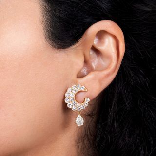 Estate 2.11 Ct. Pear-Shaped Diamond Drop Earrings, 6.30 Carats Total