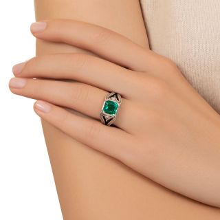 Estate 2.57 Carat Colombian Emerald and Diamond Ring - GIA F1