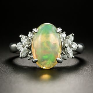 Estate 2.61 Carat Jelly Opal and Diamond Ring - 2