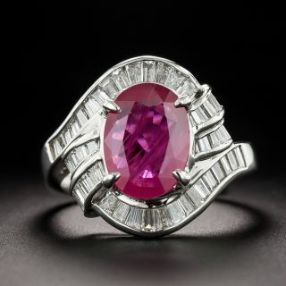 Estate 2.70 Carat Ruby and Baguette Diamond Ring - 2