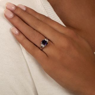 Estate 2.72 Carat Purple Sapphire and Diamond Ring