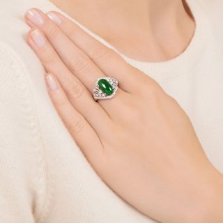 Estate 2.84 Carat Jade and Diamond Ring