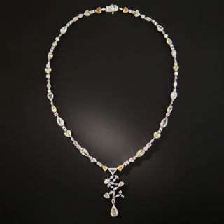 Estate 25.30 Carat Total Natural Colored Diamond Necklace - 4