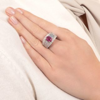Estate 3.04 Carat No-Heat Pink Sapphire and Diamond Ring - GIA 