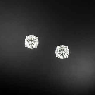 Estate 3.21 Carat Diamond Stud Earrings - GIA   - 2