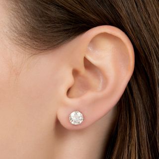 Estate 3.21 Carat Diamond Stud Earrings - GIA  