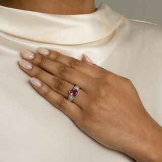 Estate 3.41 Carat Pink Sapphire and Diamond Ring