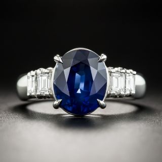 Estate 3.71 Ct. Sapphire Platinum Diamond Ring - 1