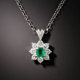 Estate .31 Carat Emerald and Diamond Pendant - 1