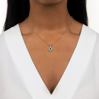 Estate .31 Carat Emerald and Diamond Pendant