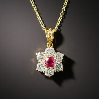 Estate .35 Pink Sapphire Diamond Drop - 1