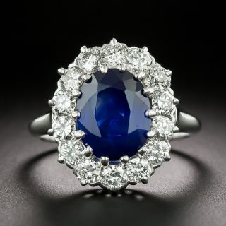 Estate 4.00 Carat Sapphire and Diamond Halo Ring - 2