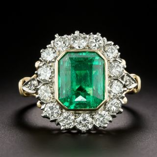 Estate 4.04 Carat Colombian Emerald and Diamond Halo Ring - GIA - 3
