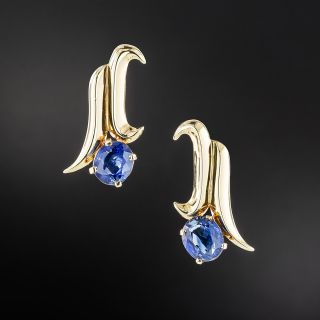 Estate 4.50 Carat Sapphire Swirl Earrings - 2