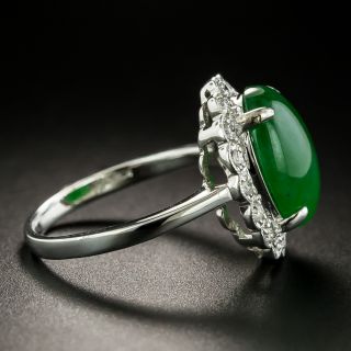 Estate 4.63 Carat Burmese Jade and Diamond Ring
