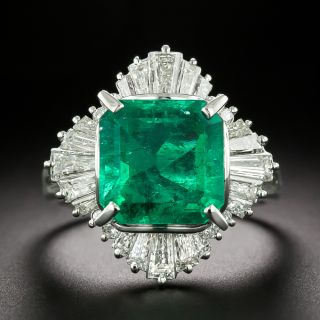 Estate 4.75 Carat Emerald and Diamond Ballerina Ring - 3