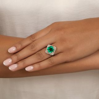 Estate 4.75 Carat Emerald and Diamond Ballerina Ring