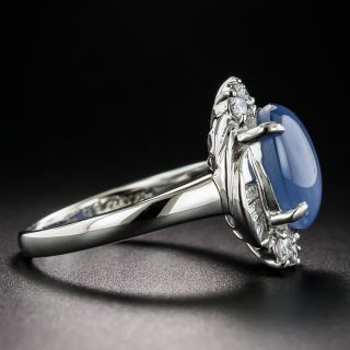 Estate 4.85 Carat Star Sapphire and Diamond Swirl Ring