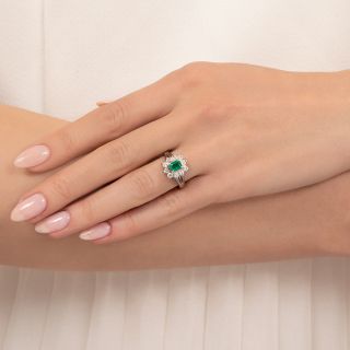 Estate .43 ct Emerald and Diamond Halo Ring