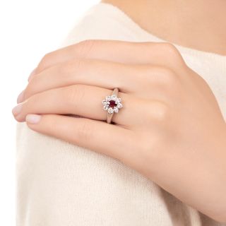 Estate .46 Carat Ruby and Diamond Halo Ring