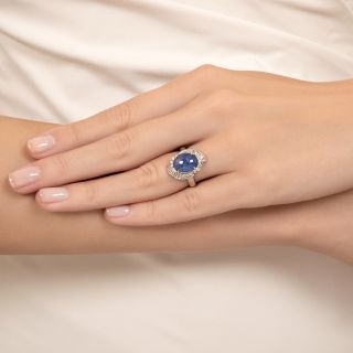 Estate 5.27 Carat Star Sapphire and Diamond Swirl Ring