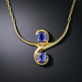 Estate 5.30 Carat Double Sapphire Swirl Necklace  - 2