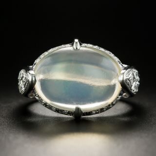 Estate 5.47 Carat Jelly Opal Cabochon and Diamond Ring  - 1