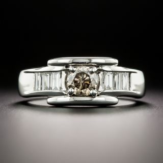 Estate .52 Carat Champagne and Baguette Diamond Ring - 3