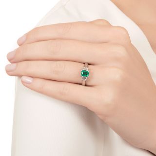 Estate .56 Carat Emerald And Baguette Diamond Ring