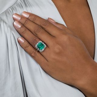 Estate 6.24 Carat Colombian Emerald and Diamond Ring 