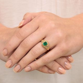 Estate .60 Carat Emerald and Diamond Ring