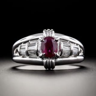 Estate .67 ct Ruby and  Baguette Diamond Ring - 3