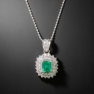 Estate .73 Carat Colombian Emerald And Diamond Pendant - 3
