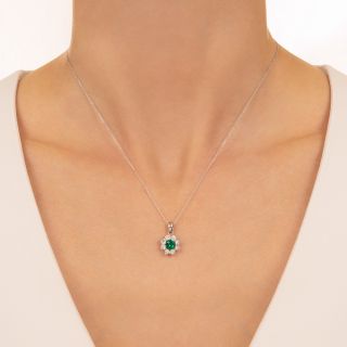 Estate .74 Carat Emerald and Diamond Pendant