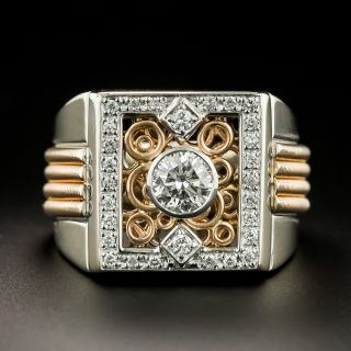 Estate .75 Carat Diamond Two-Tone Gold Ring, Italy - 5