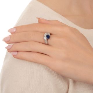 Estate .78 Carat Pear-Shaped Sapphire and Diamond Ring