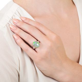 Estate 8.00 Carat Opal and Diamond Ring