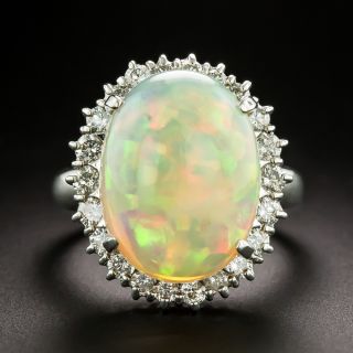 Estate 8.03 Carat Opal and Diamond Cocktail Ring - 3